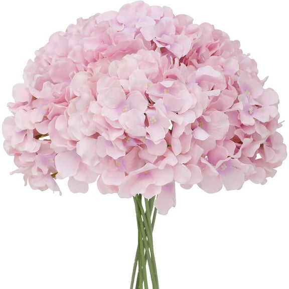 Fake Purple Hydrangea Artificial Flowers - Faux Silk Hydrangeas Flowers Heads with Stems Real Touch for Home Wedding Party Table Decor(Light Purple,Pack of )