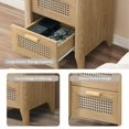 thumbnail image 1 of Fake Rattan 2 Drawer Nightstand with Charging Station, Drawer Slide Pre-Assembly, Nightstand for Bedroom, End Table, Sofa Side Table for Living Room, 15.5" D x 18.9" W x 21.7" H, O, 1 of 6