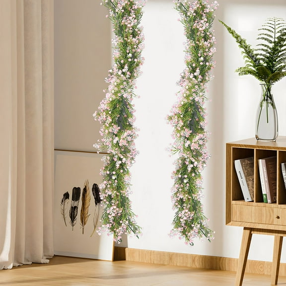 Fake Rattan Flower Vines - Artificial Plastic Twisted Eucalyptus Decor for Living Room Ceiling, Wedding Backdrop, Home Decorative Vines (White, Pink, Yellow, Purple, 70.87in)