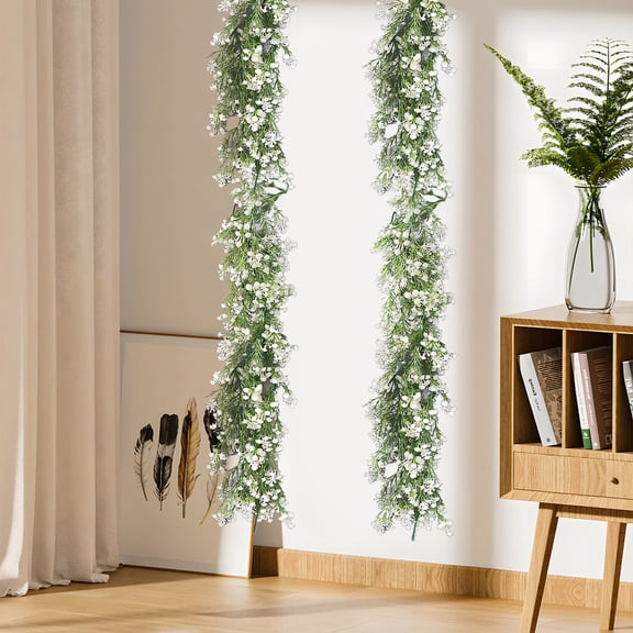 Fake Rattan Flower Vines - Artificial Plastic Twisted Eucalyptus Decor for Living Room Ceiling, Wedding Backdrop, Home Decorative Vines (White, Pink, Yellow, Purple, 70.87in)