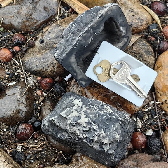 Fake Rock Key Hider Outdoor – Hidden Spare Key Holder Stone, Waterproof Discreet Hide a Key Storage Box for House, Yard, Garden