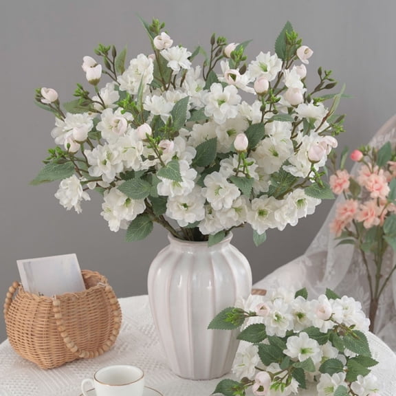 Fake Rose Flower Bouquet 5 Stems – Large Silk Roses for Living Room Decor, Table Centerpieces, and Photography Backdrops