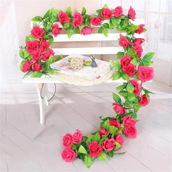 Fake Rose Garland Verdsylv Artificial Rose Vine - Indoor Living Room & Water Pipe Decoration, Flexible Plastic Flower Plant, No Maintenance Wall Drape & Wedding Backdrop, Home Decor Vine
