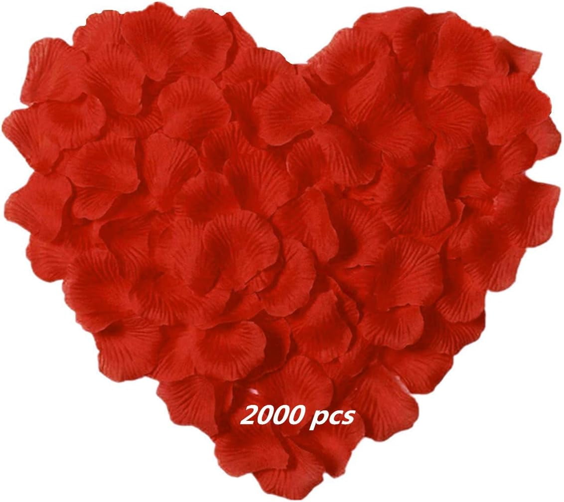 Fake Rose Petals for Romantic Night, Artificial Silk Flowers Faux Petal