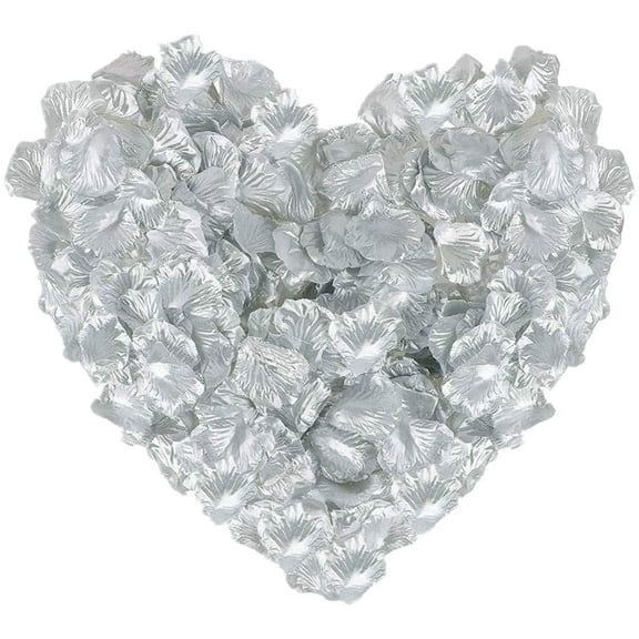 Fake Rose Petals for Romantic Night, Artificial Silk Flowers Faux Petal Home Bedroom Decor Wedding Corridor Bridal Bath Party Ceremony Decorations Silver1000 PCS