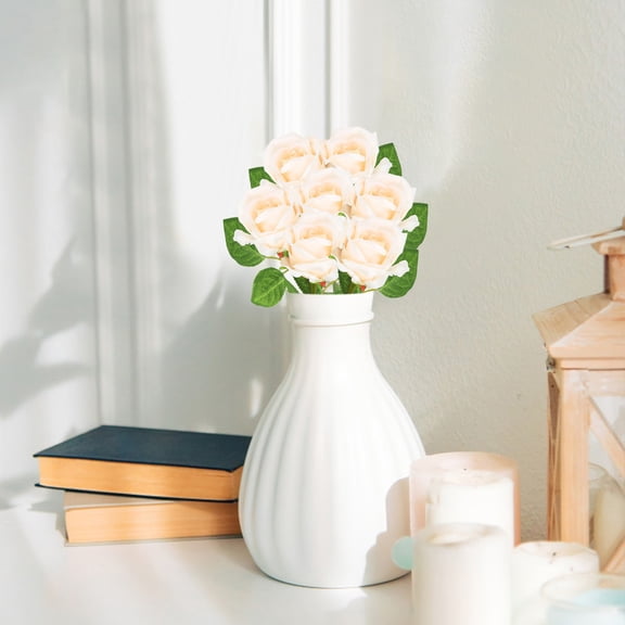 Fake Rose, Single Artificial Rose 16" Real Touch Flowers High Simulation Wedding Anniversary Romantic Gift for Elegant Home Decor Classic Beige Fake Roses Valentine's&nbsp;Day Gift