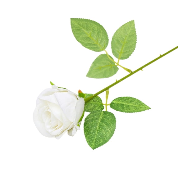 Fake Rose, Single Artificial Rose 21" Real Touch Flowers High Simulation Wedding Anniversary Romantic Gift for Elegant Home Decor Red Fake Roses Valentine's Day Gift,White,21.07"