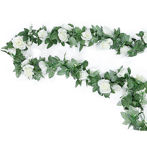 Fake Rose Vine Garland，Artificial Flowers Plants Hanging Rose Ivy Home Hotel Office Wedding Party Garden Decor White
