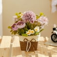 thumbnail image 1 of Fake Rose with Pot,Rose Artificial Flowers Artificial Plant in  Vase for Office Desktop Decorations (Purple-Flower Baskets), 1 of 5