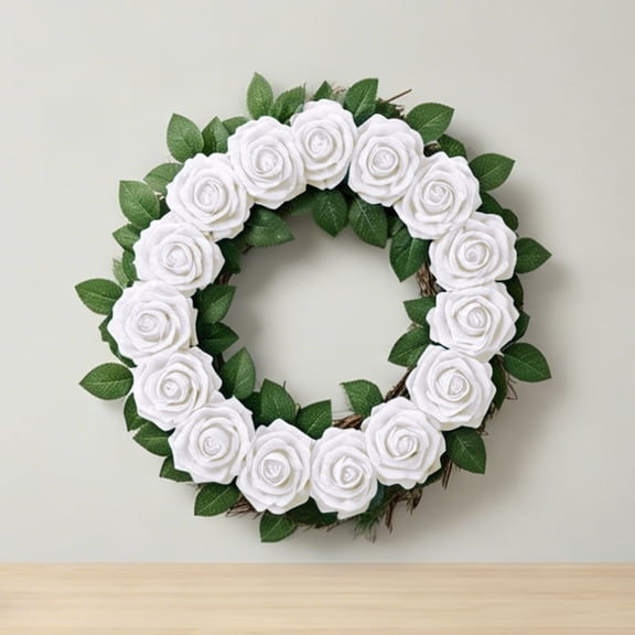 Roses 25 Pcs White for Photo Props and Content Creation, Artificial Flowers with Stems for Flat Lay Photography, Realistic Foam Roses for Social Media Background, Artificial Decor