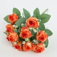 thumbnail image 1 of Fake Roses Artificial Flowers for Outdoors Spring Valentines Day Decor, 1 Bouquets UV Resistant Fake Flower Bouquet Faux Silk Roses for Wedding Home Cemetery Summer Decor(Red A), 1 of 6