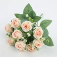 thumbnail image 1 of Fake Roses Artificial Flowers for Outdoors Spring Valentines Day Decor, 1 Bouquets UV Resistant Fake Flower Bouquet Faux Silk Roses for Wedding Home Cemetery Summer Decor(Light Pink), 1 of 6