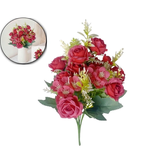 Fake Roses Artificial Flowers for Outdoors Spring Valentines Day Decor, UV Resistant Fake Flower Bouquet Faux Silk Roses for Home Wedding Cemetery Summer Decor