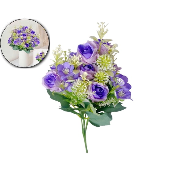 Fake Roses Artificial Flowers for Outdoors Spring Valentines Day Decor, UV Resistant Fake Flower Bouquet Faux Silk Roses for Home Wedding Cemetery Summer Decor