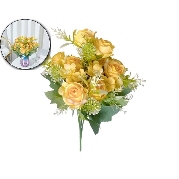 Fake Roses Artificial Flowers for Outdoors Spring Valentines Day Decor, UV Resistant Fake Flower Bouquet Faux Silk Roses for Home Wedding Cemetery Summer Decor