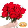thumbnail image 1 of Fake Roses Artificial Flowers Realistic Roses Bouquet Long Stem for Wedding Bouquet Table Centerpiece Home Decor 12Pcs, 1 of 7