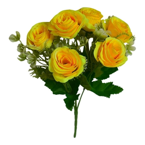 Fake Roses Artificial Flowers Red Roses with Long Stems Realistic Faux Silk Rose Bouquets for Wedding Bridal Shower Centerpieces Floral Arrangements Party Valentines day Flowers(Yellow,)
