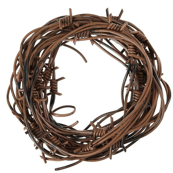 Rusty Barbed Wire Props - Halloween Christmas Decor, Fake Barb Wire Wreath for Western Party