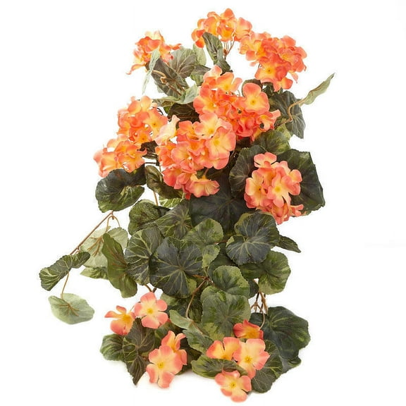 Fake Salmon Cascading Geranium Bush - For Spring and Summer Decor, Hanging Pots, and Floral Arrangements