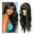 thumbnail image 1 of Fake Scalp Wigs with Bangs, Body Wave Brazilian Human Hair Wigs with Bangs 8-24 Inch Natural Top Scalp Human Fringe Wigs for Women, 1 of 7