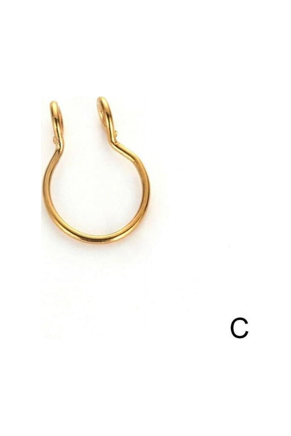 Fake Septum Ring Nose Non Pierced Cuff Silver Gold Jewelry Faux Piercing V2F2