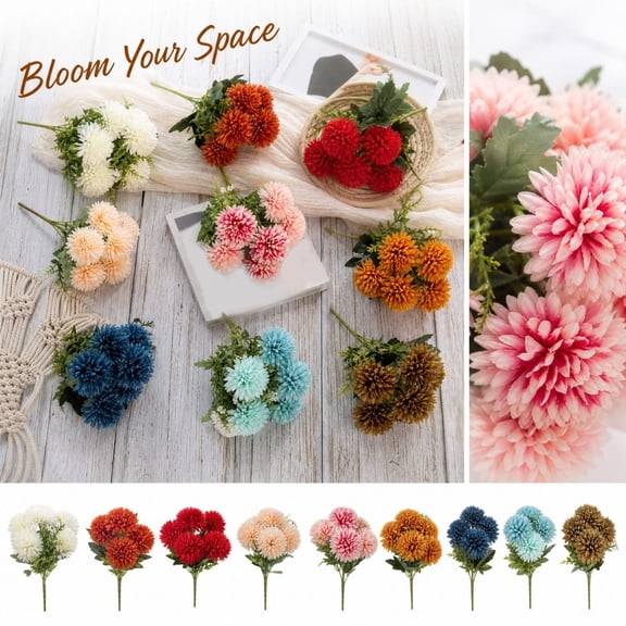 Fake Silk Mums Fall Artificial Flowers for Outdoors, 3 Pcs Mini Fake Chrysanthemum Artificial Plants with Stems, DIY Flower Bouquets, Home Decor Floral Arrangements, Thanksgiving Centerpieces, G