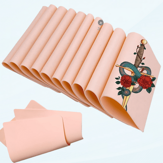 Fake Skin Practice - Practice Skin 10Pcs Blank Tattoo Skin Practice 7.4×5.6in piel sintetica para tatuar Tattoo Fake Skin Double-Side Use Tattoo Skin for Tattoo Supplies Tattoo Kit…