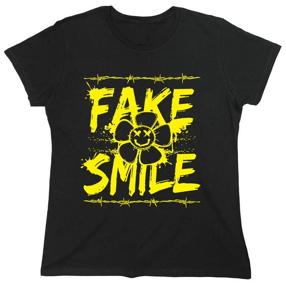 Fake Smile Sarcastic Humor Novelty Funny Women's Casual Tees
