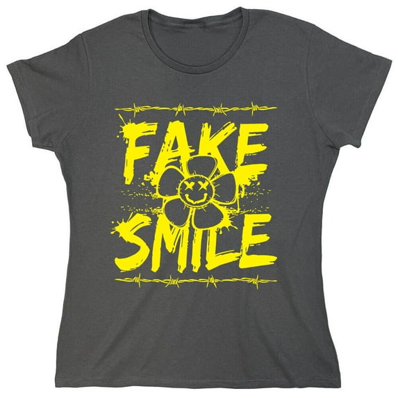 Fake Smile Sarcastic Humor Novelty Funny Women's Casual Tees