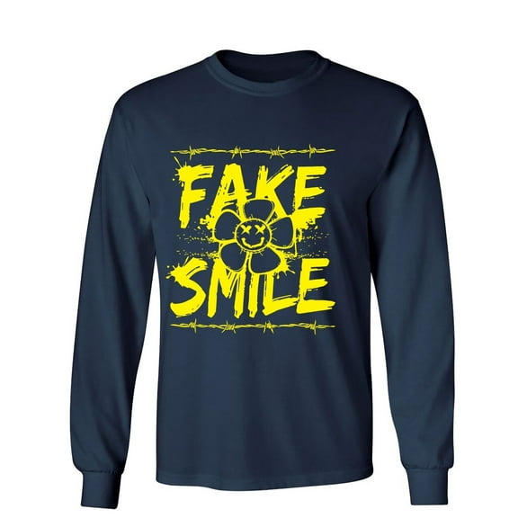 Fake Smile Sarcastic Humor Novelty Men's Long Sleeve Shirts