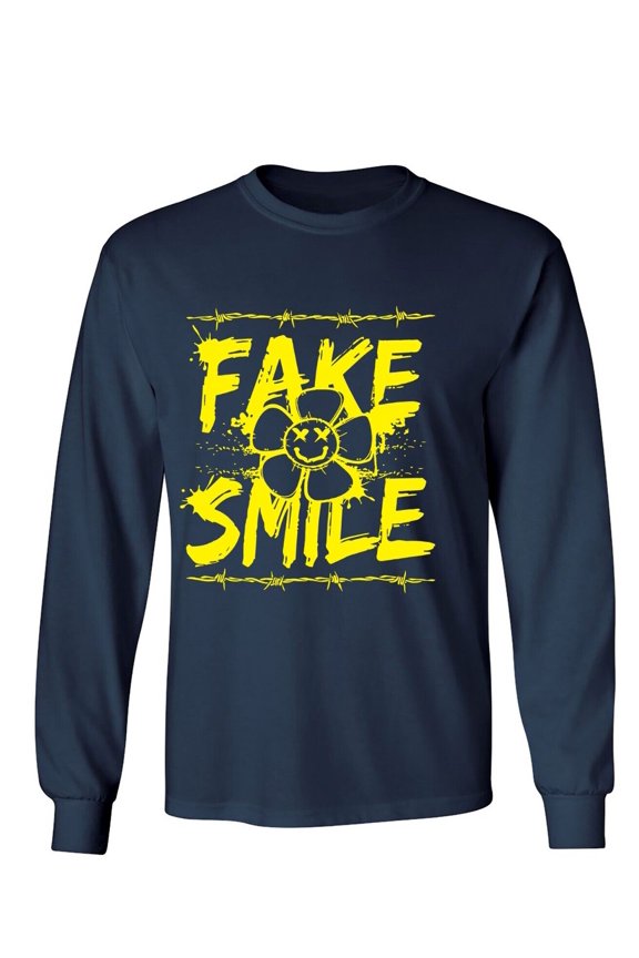 Fake Smile Sarcastic Humor Novelty Men's Long Sleeve Shirts