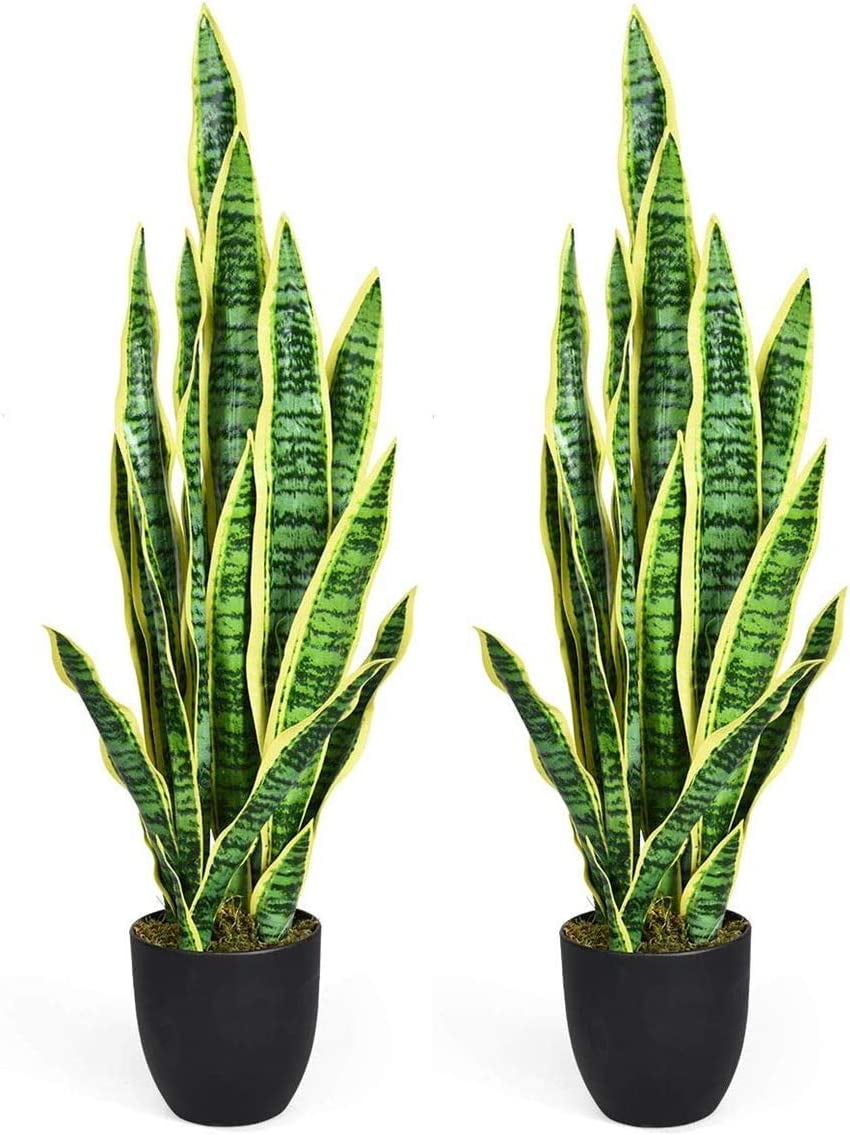 Fake Snake Plant, 2 Pack 36" Tall Artificial ted Floor Plant, Large