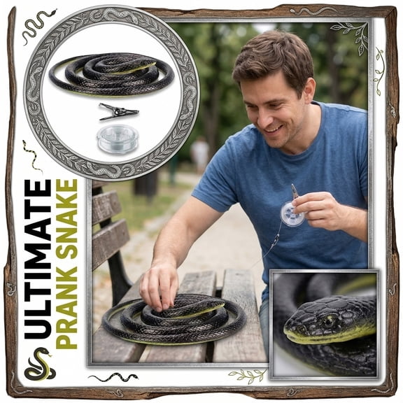 Fake Snake, Rubber Snake Prank with String and Clip, Realistic Rubber Snake Prank for Playing Jokes