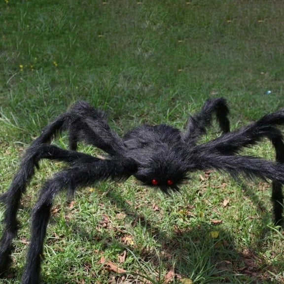 Fake Spiders,Halloween Simulation Big Decorations Stuffed Big Scene Arrangement Props,Halloween Yard Decorations for Porch,Halloween Hanging Spiders(Black 35in)from ANMUYUM