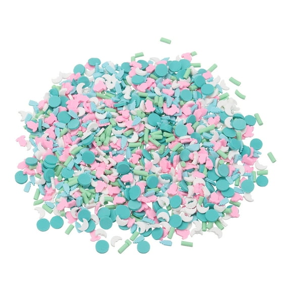 Fake Sprinkles, 30G Moon Resin Faux Sprinkles Fake Candy Sugar Polymer Clay Slices for Nail Art, Pink/Blue/White/Green