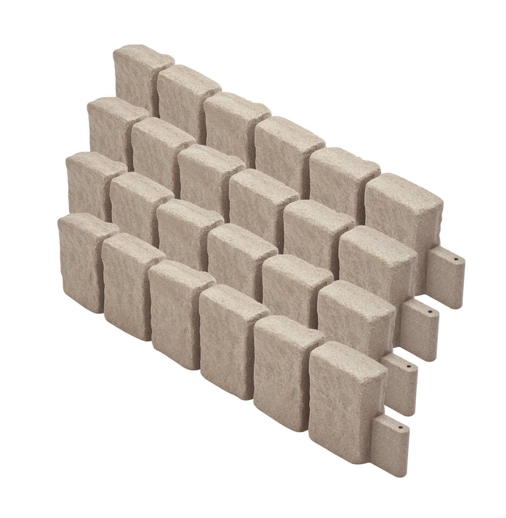 Faux Stone Landscape Edging, 47.2x9in Garden Border, Flexible Lawn Edging with Stakes, Realistic Brick Edging for Yard, Driveway, Walkway - Beige