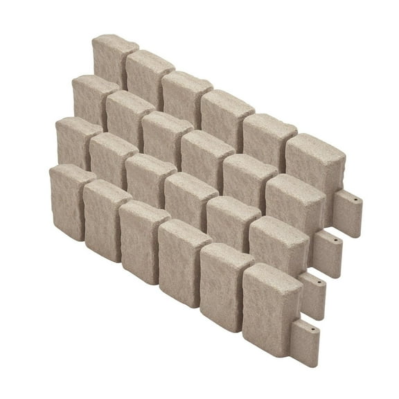 Fake Stone Landscape Edging 47.2in, Lawn Border 9in, Garden Edging Plastic, Realistic Stone Look, No Dig Design, Weather Resistant, Outdoor Yard Decoration