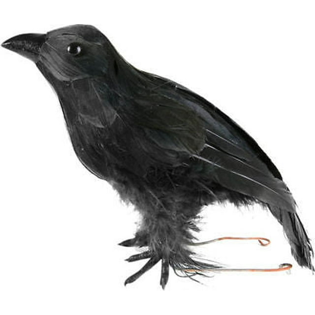 Fake Stuffed Halloween Black Crow Bird Prop Raven Artificial Faux Decoration