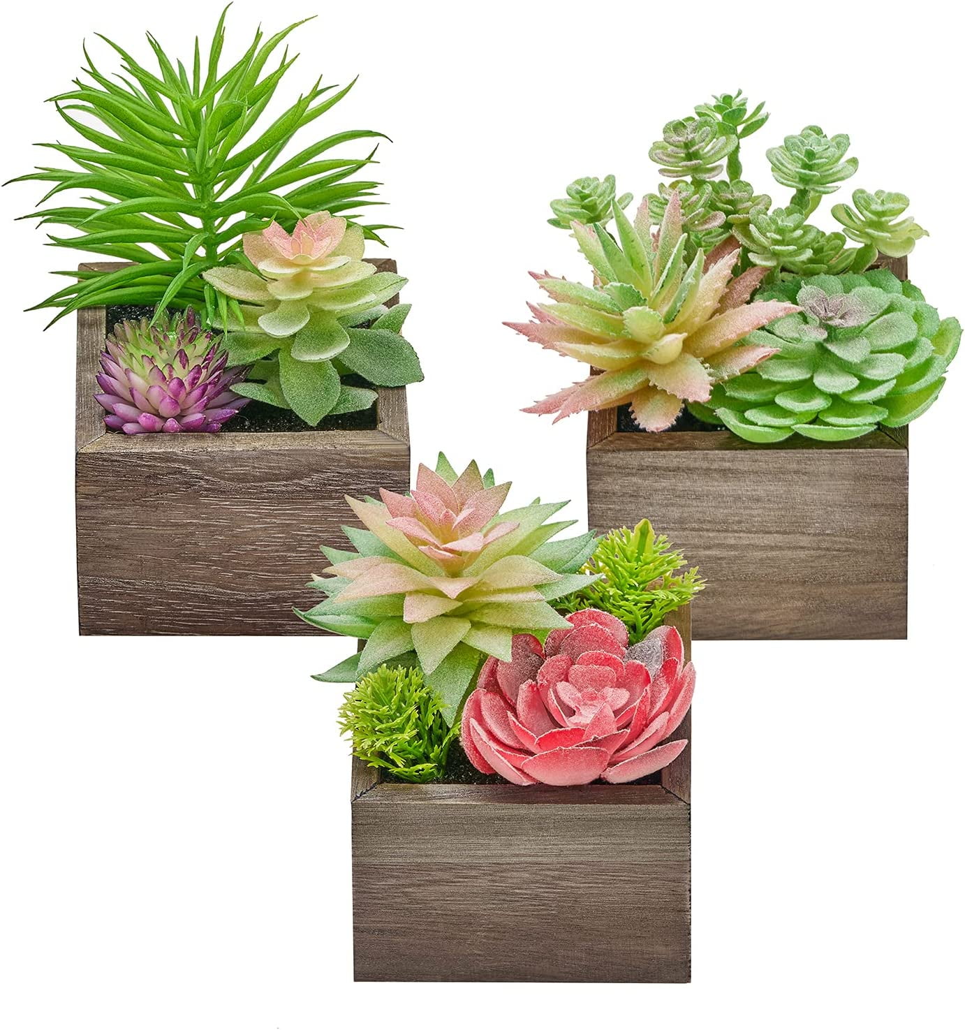"Fake Succulents Plants Artificial Decor Indoor, Set of 3 Farmhouse