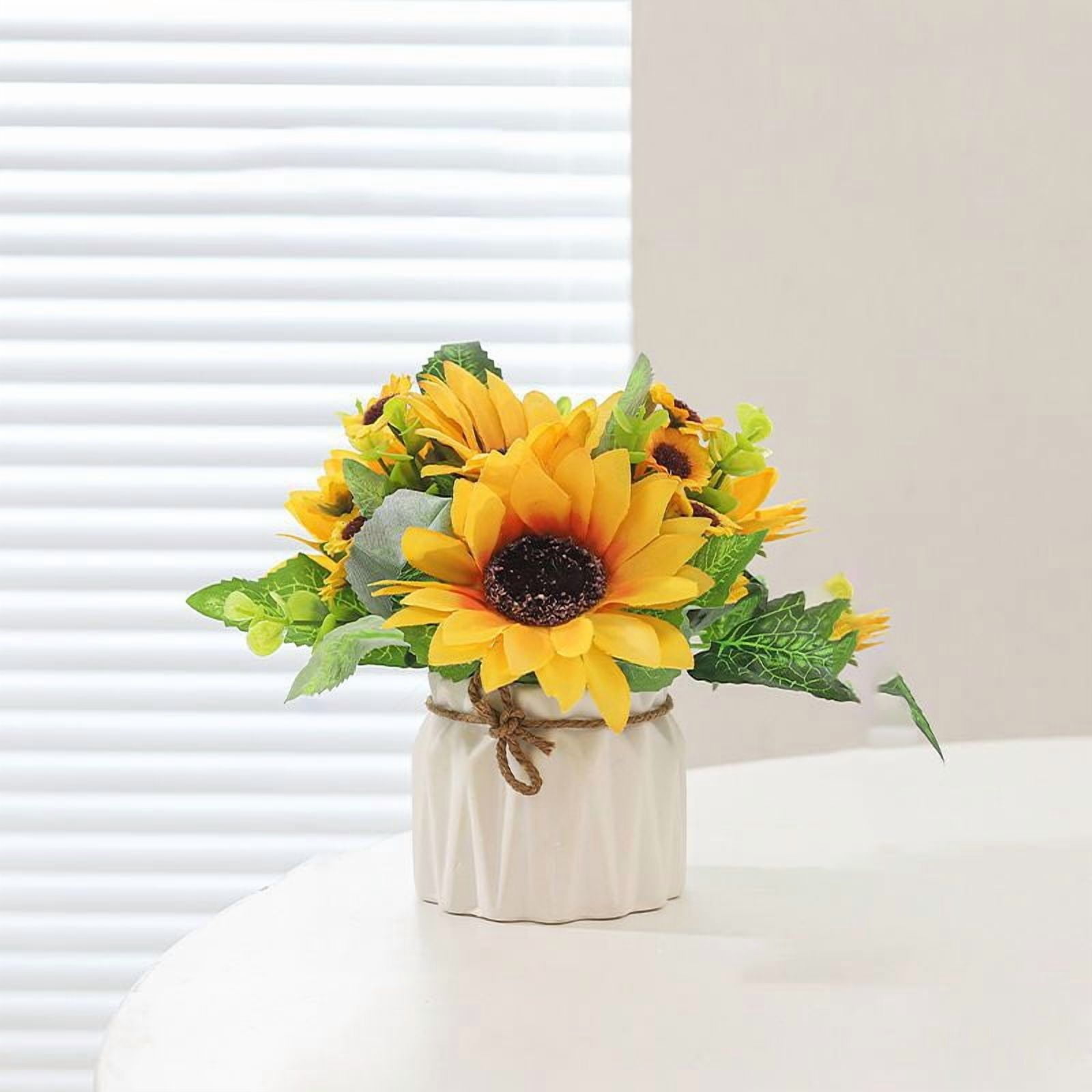 Fake Sunflower with Pot, Mini Sunflower Artificial Flowers Artificial ...