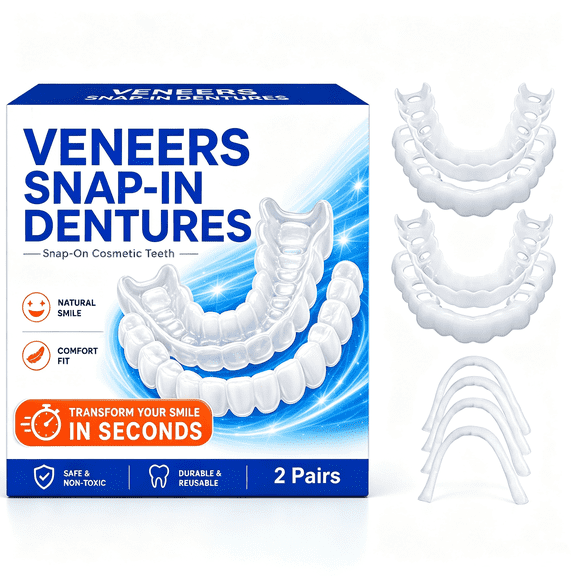 Fake Teeth, Dentures Veneers Teeth, Enhance Your Smile Appearance in Seconds, Lightweight Reusable Teeth Cover, 2Pair