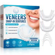 Fake Teeth, Denture Teeth, Natural Cosmetic Veneers for Confident Smiles and Social Events, Serving as Temporary Dentures for Men and Women, 2 Pairs