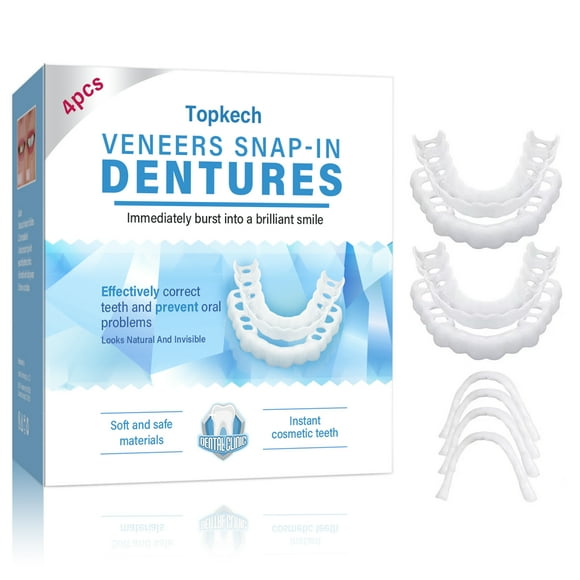 Fake Teeth,Instant Veneers Fake Teeth,Customizable and Comfortable Fit,Easy to Use and Maintain,Confident Smile,4pcs(C)