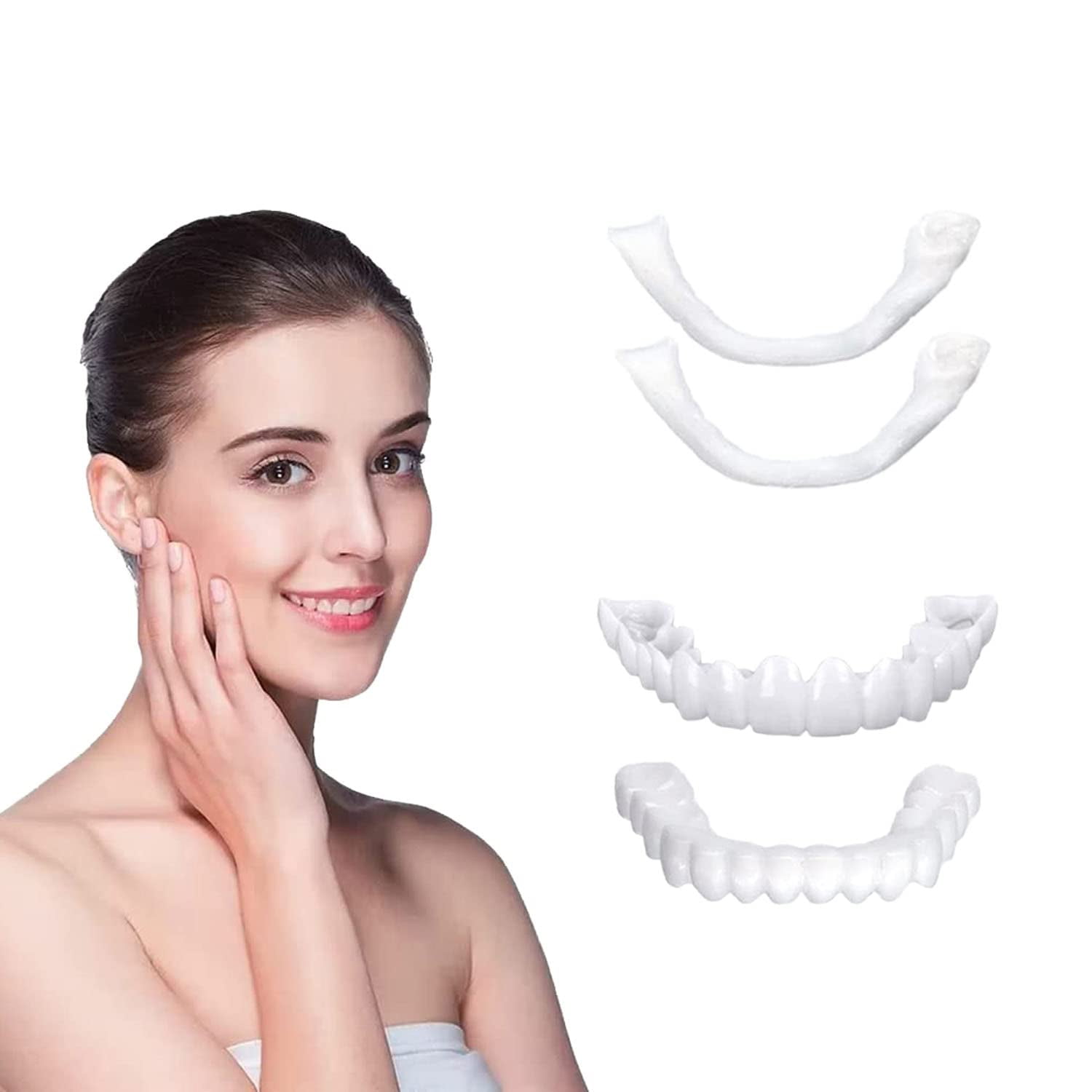 Fake Teeth Veneers RE32Teeth for Women and Men 2PCs Smile Kit Snap on ...