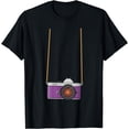 thumbnail image 1 of t-shirt Fake Tourist Camera Shirt Holiday Vacation Tacky Tourist T-Shirt mens，black，women，funny，men，journey，Crew Neck, Short Sleeve,printing, 1 of 4