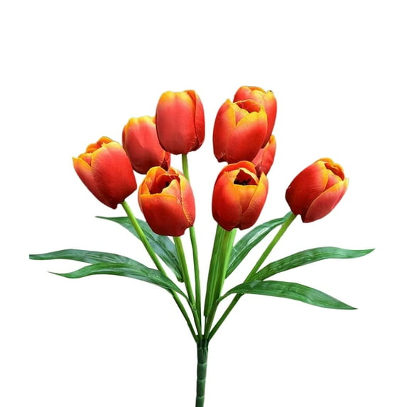 Fake Tulips, 1 Pc Artificial Flowers in Vase with Faux Water, Real Touch Foam Tulips Arrangements with Vase for Home Office Decor, Dining Table Wedding Centerpiece Gift, 15.8 Inch, Orange