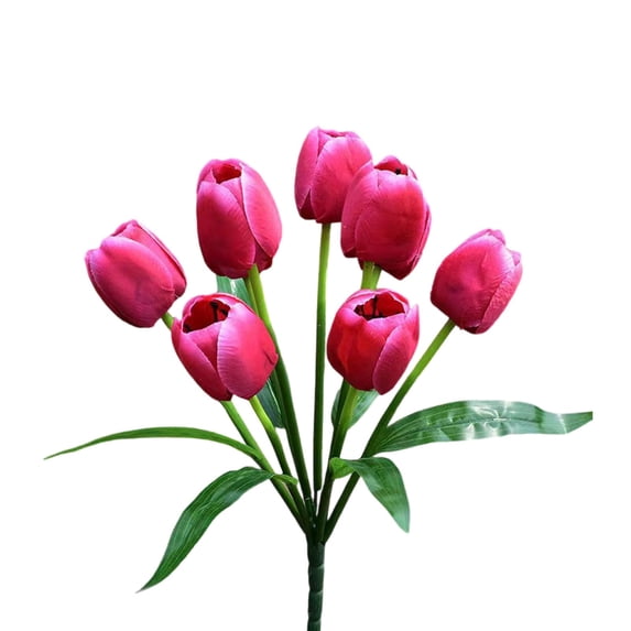 Fake Tulips Artificial Flowers, Real Touch PU Faux Flowers, 1 Bouquet 9 Heads,Tulip Stems for Wedding Spring Bouquet Floral Arrangement Home Party Office Decorations for Mother's Day(Hot Pink)