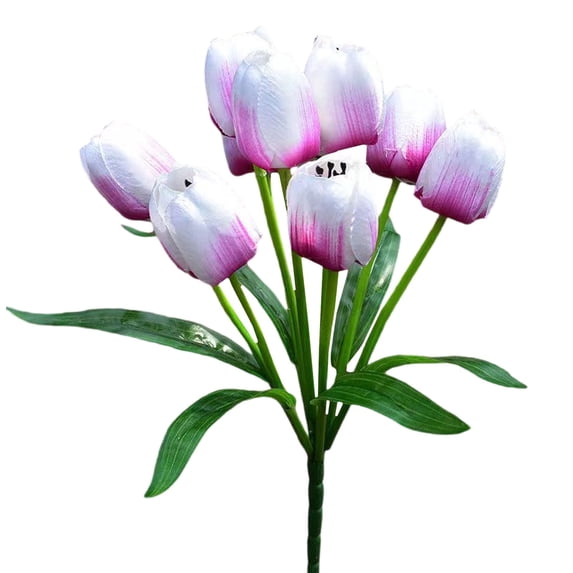 Fake Tulips Artificial Flowers, Real Touch PU Faux Flowers, 1 Bouquet 9 Heads,Tulip Stems for Wedding Spring Bouquet Floral Arrangement Home Party Office Decorations for Mother's Day(Clear)