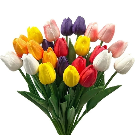 15 Pcs Artificial Tulips Flowers,Fake Tulip Bundles,Simulation Tulip Branchs,Real Touch Fake Flowers for Wedding Floral Arrangement,Home Valentines' Day Mothers' Day Party Decor (Type-A)