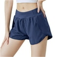 thumbnail image 1 of Fake Two Piece Shorts Summer 2 in 1 Athletic Shorts for Women Girls High Waisted Gym Workout Short with Liner Pocket, 1 of 5